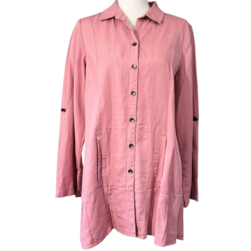 SOFT SURROUNDINGS Rose Pink Button-Down Tunic Shirt - Women's M